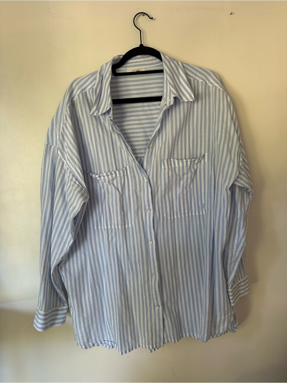 Yerse Light Blue Striped Button-Up Shirt
